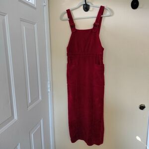 Topshop Dark Red Velvet Corduroy Jumper Dress 6 Stretch Preppy See Description